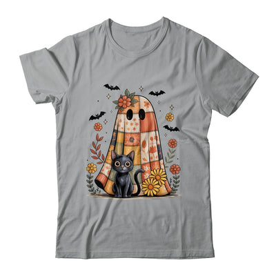 Patchwork Halloween Ghost And Cat Png Retro Spooky Floral Shirt & Sweatshirt | teecentury