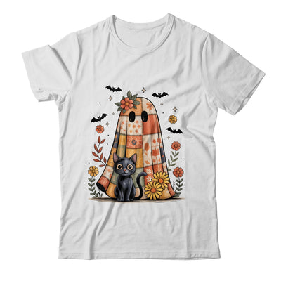 Patchwork Halloween Ghost And Cat Png Retro Spooky Floral Shirt & Sweatshirt | teecentury