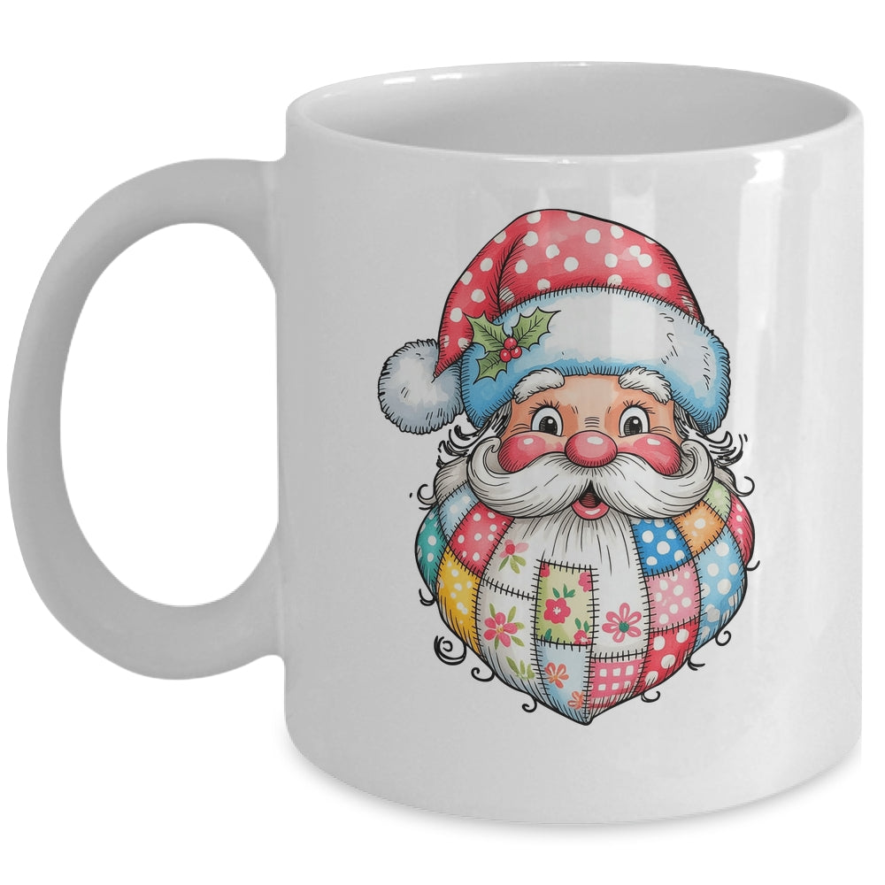 Patchwork Santa Claus Merry Christmas Retro Santa Preppy Mug | teecentury
