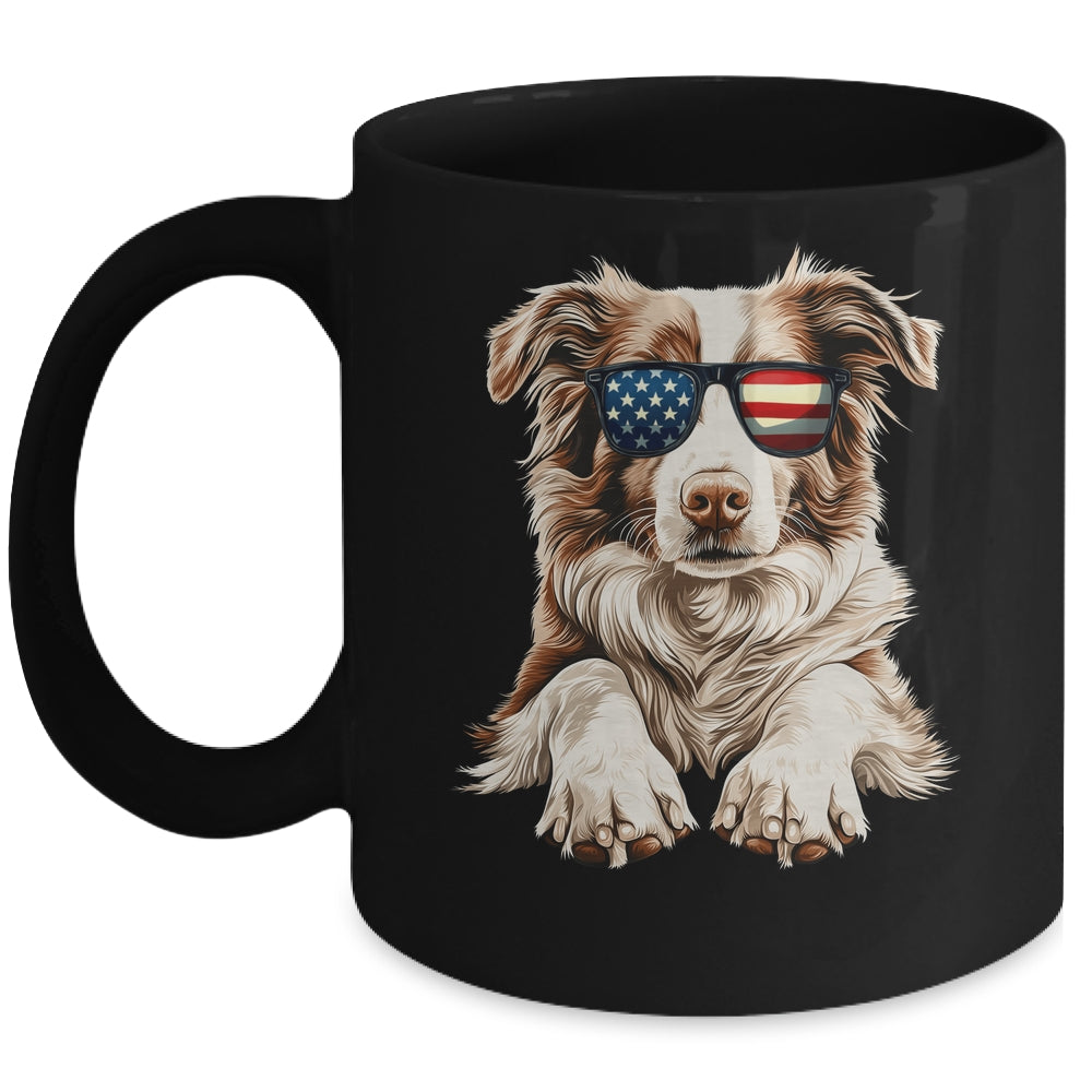 Patriotic Australian Shepherd Dog USA Flag 4th Of July Mug | teecentury