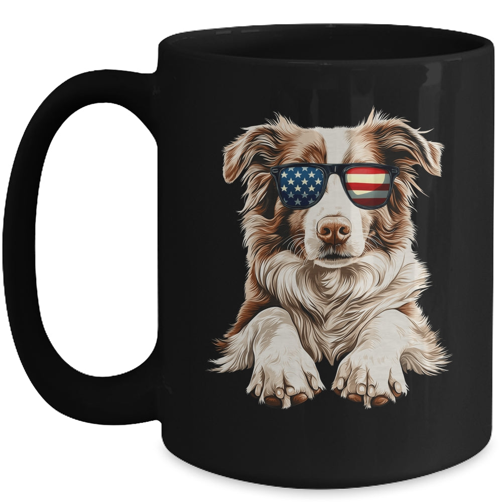 Patriotic Australian Shepherd Dog USA Flag 4th Of July Mug | teecentury
