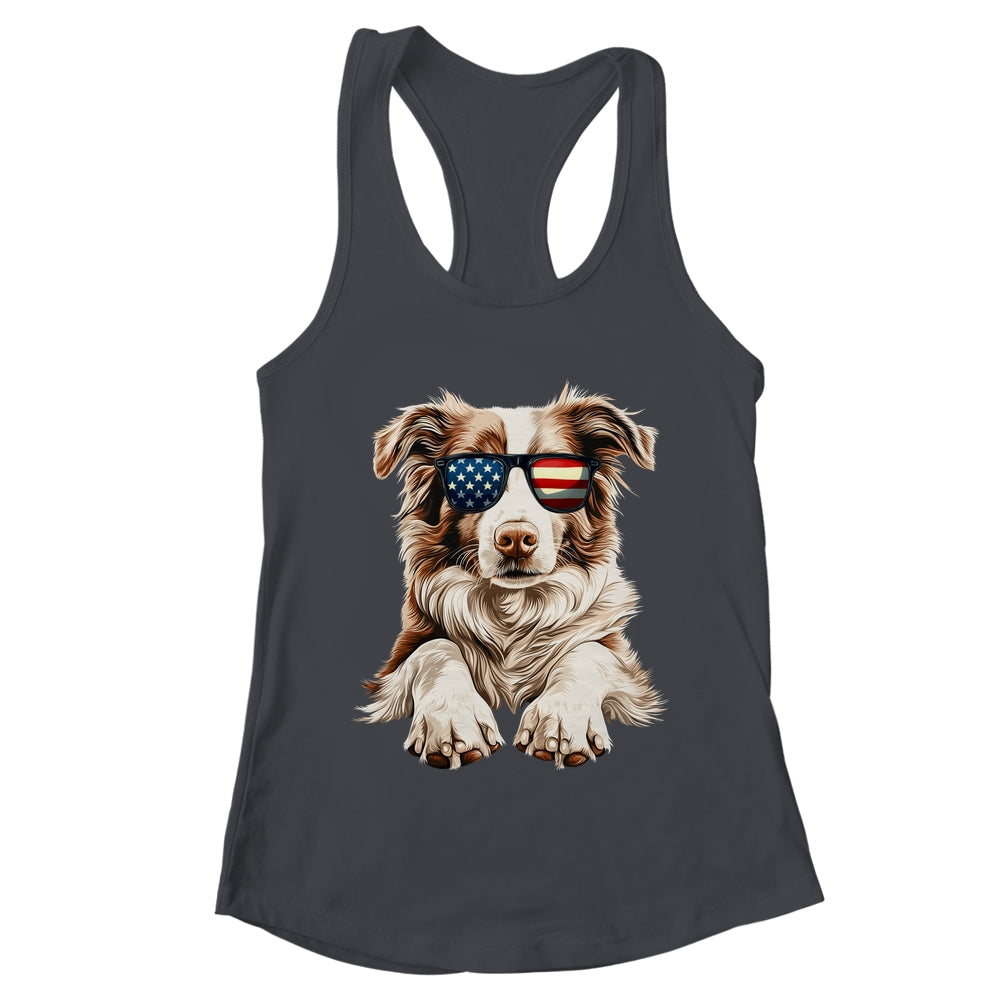 Patriotic Australian Shepherd Dog USA Flag 4th Of July Shirt & Tank Top | teecentury