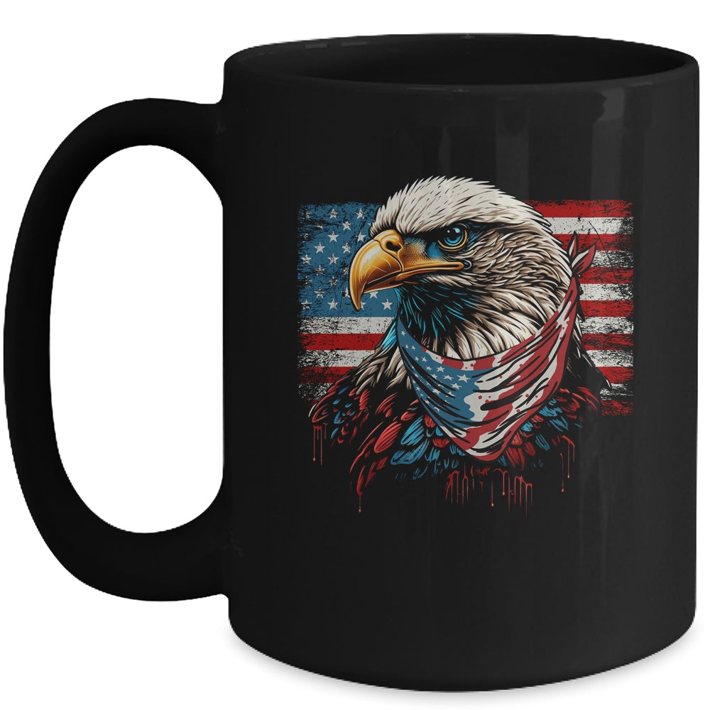 Patriotic Bald Eagle 4th Of July Men USA American Flag Mug | teecentury