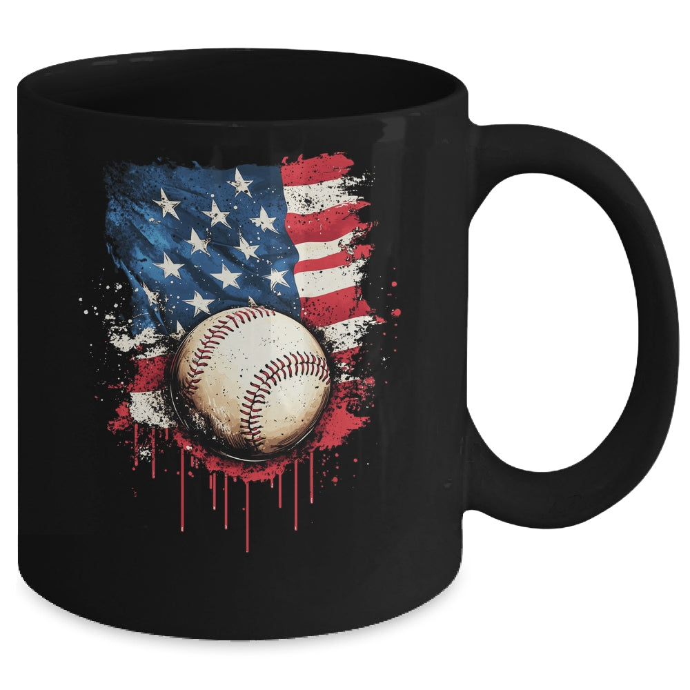 Patriotic Baseball 4th Of July Men Boys USA American Flag Mug | teecentury