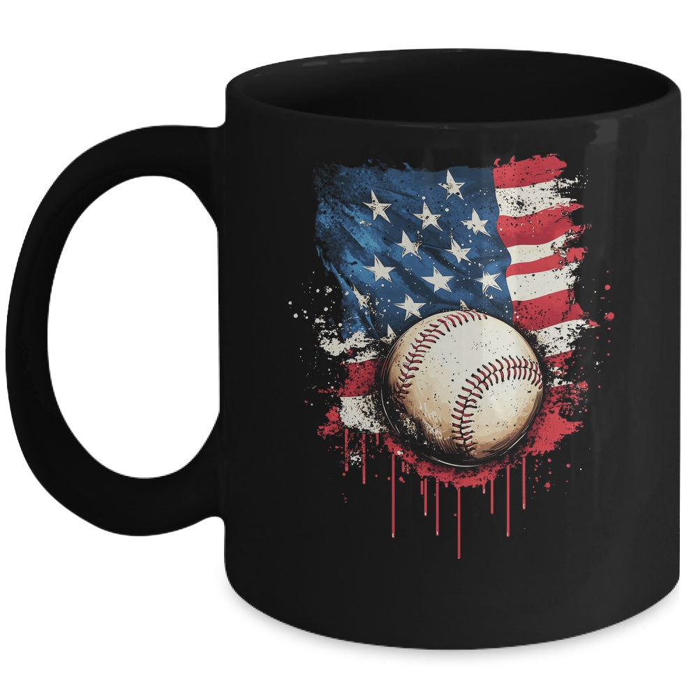 Patriotic Baseball 4th Of July Men Boys USA American Flag Mug | teecentury