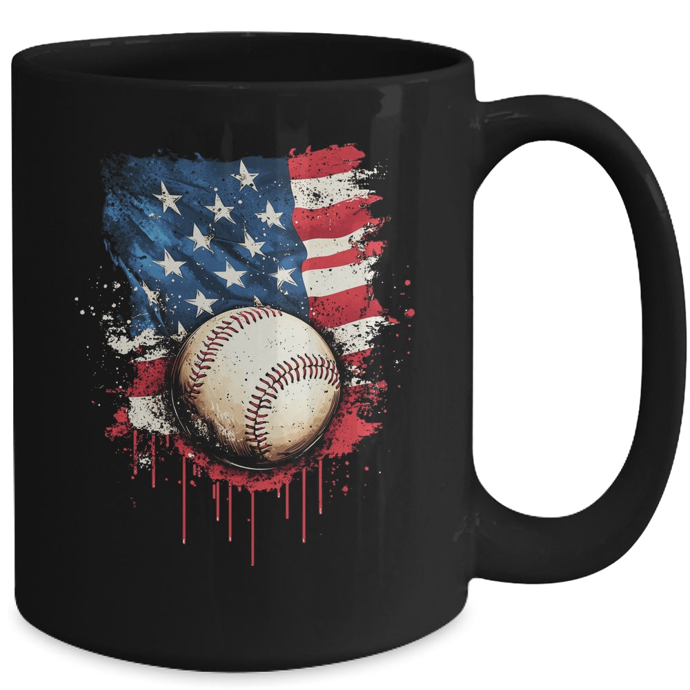 Patriotic Baseball 4th Of July Men Boys USA American Flag Mug | teecentury
