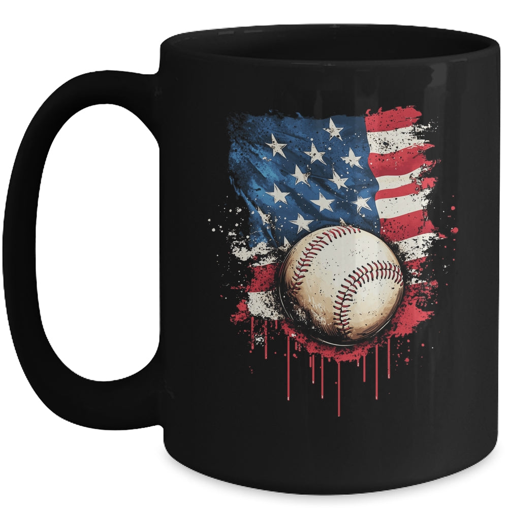 Patriotic Baseball 4th Of July Men Boys USA American Flag Mug | teecentury