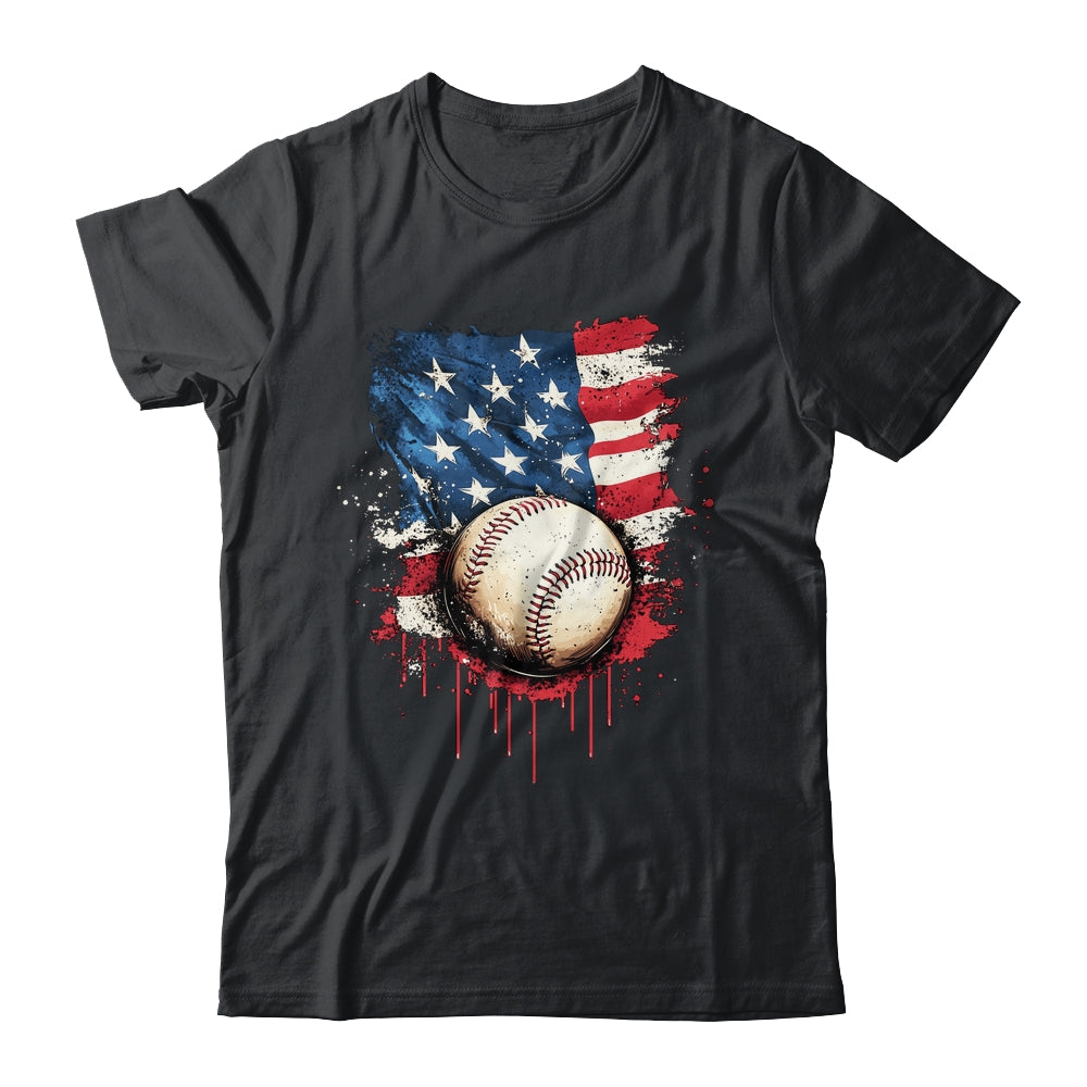 Patriotic Baseball 4th Of July Men Boys USA American Flag Shirt & Hoodie | teecentury