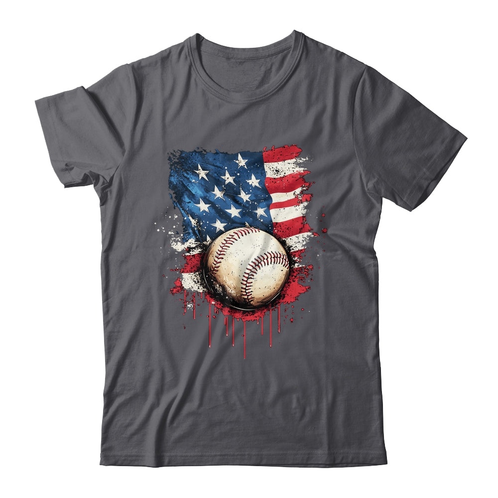 Patriotic Baseball 4th Of July Men Boys USA American Flag Shirt & Hoodie | teecentury