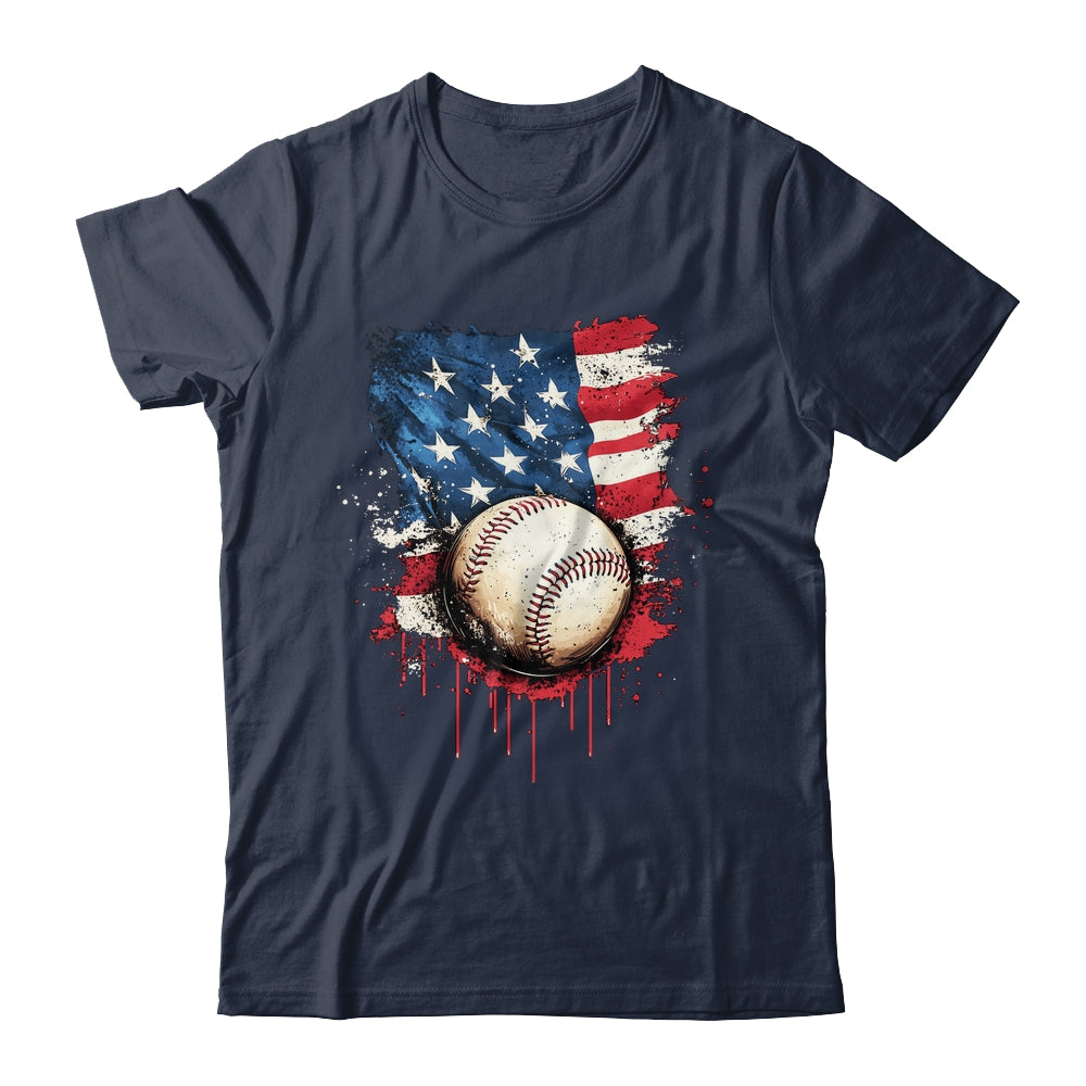 Patriotic Baseball 4th Of July Men Boys USA American Flag Shirt & Hoodie | teecentury
