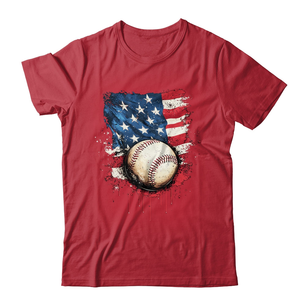 Patriotic Baseball 4th Of July Men Boys USA American Flag Shirt & Hoodie | teecentury