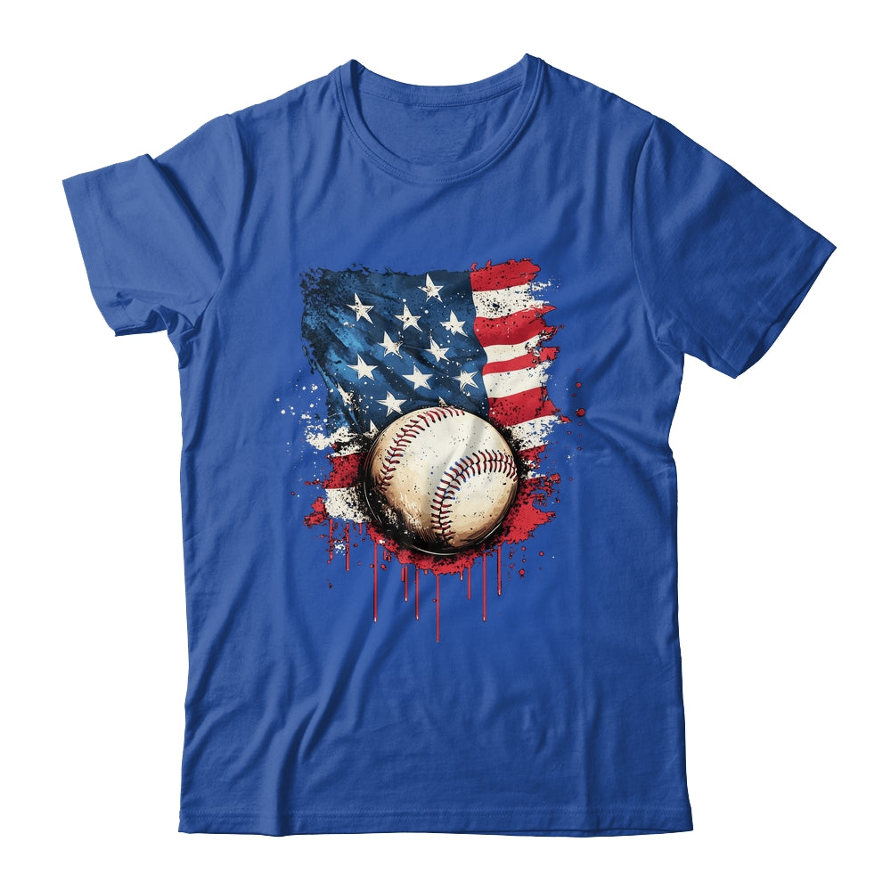 Patriotic Baseball 4th Of July Men Boys USA American Flag Shirt & Hoodie | teecentury
