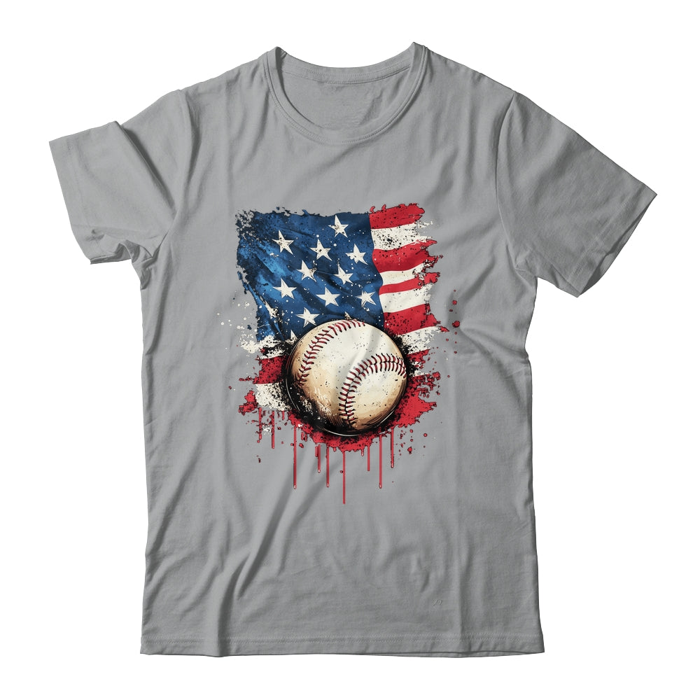 Patriotic Baseball 4th Of July Men Boys USA American Flag Shirt & Hoodie | teecentury