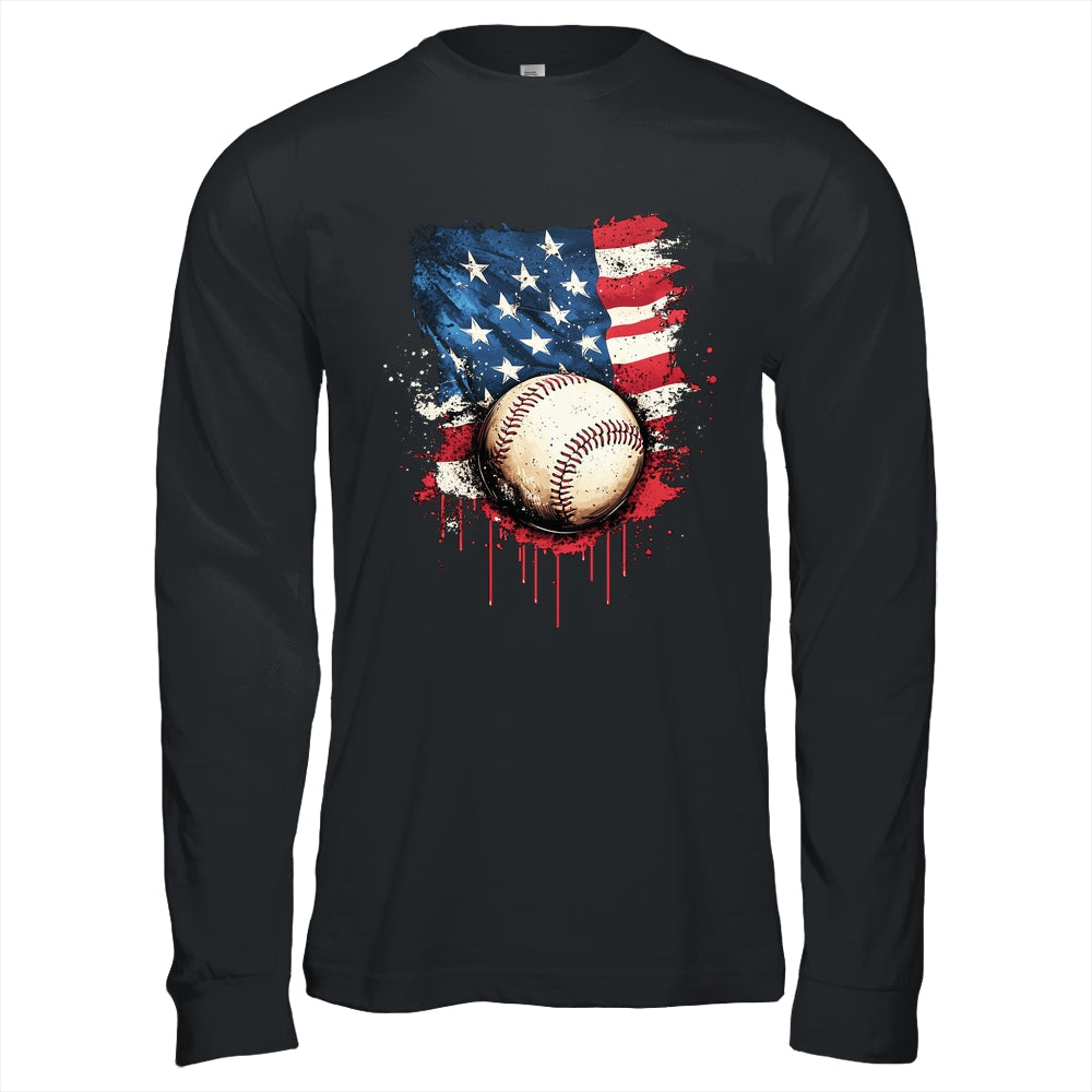 Patriotic Baseball 4th Of July Men Boys USA American Flag Shirt & Hoodie | teecentury