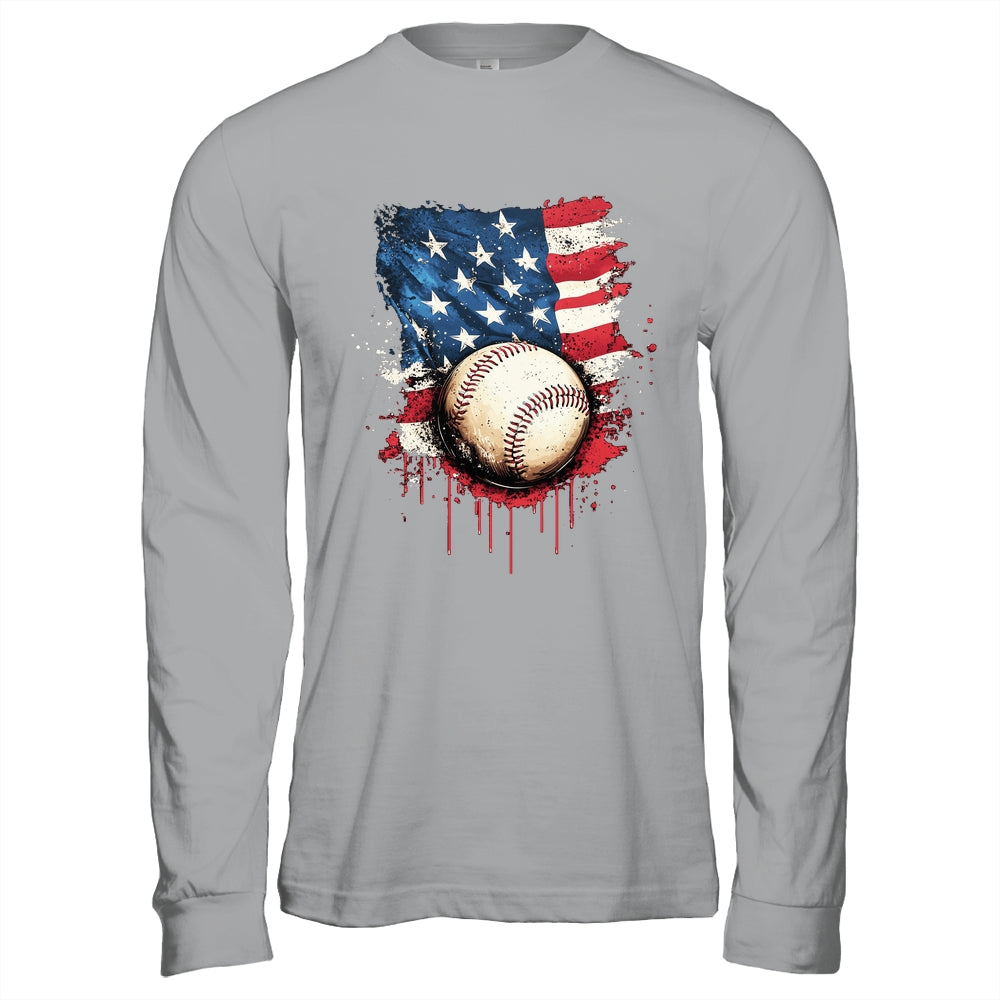 Patriotic Baseball 4th Of July Men Boys USA American Flag Shirt & Hoodie | teecentury
