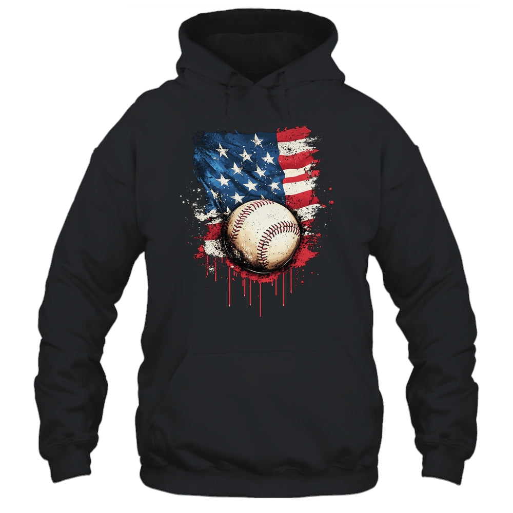 Patriotic Baseball 4th Of July Men Boys USA American Flag Shirt & Hoodie | teecentury