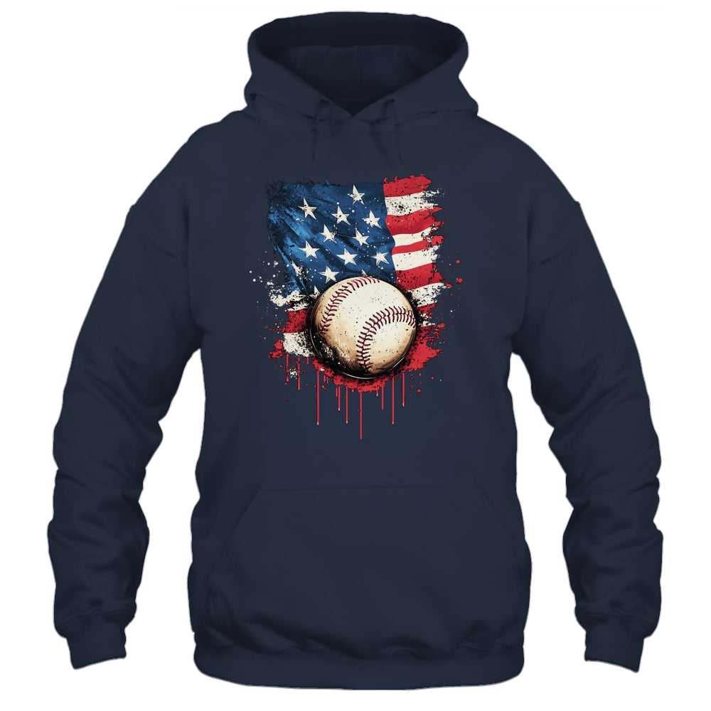 Patriotic Baseball 4th Of July Men Boys USA American Flag Shirt & Hoodie | teecentury