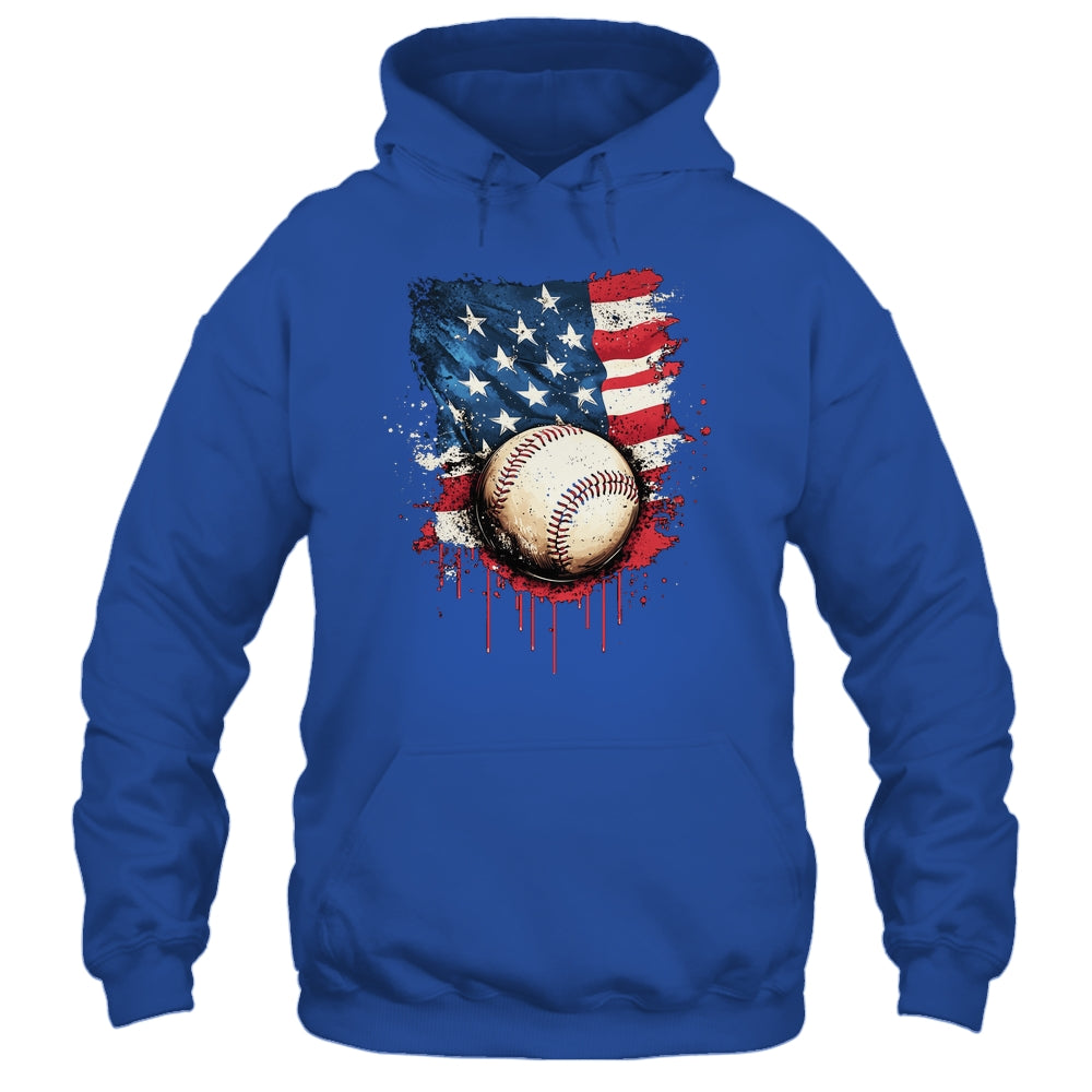 Patriotic Baseball 4th Of July Men Boys USA American Flag Shirt & Hoodie | teecentury