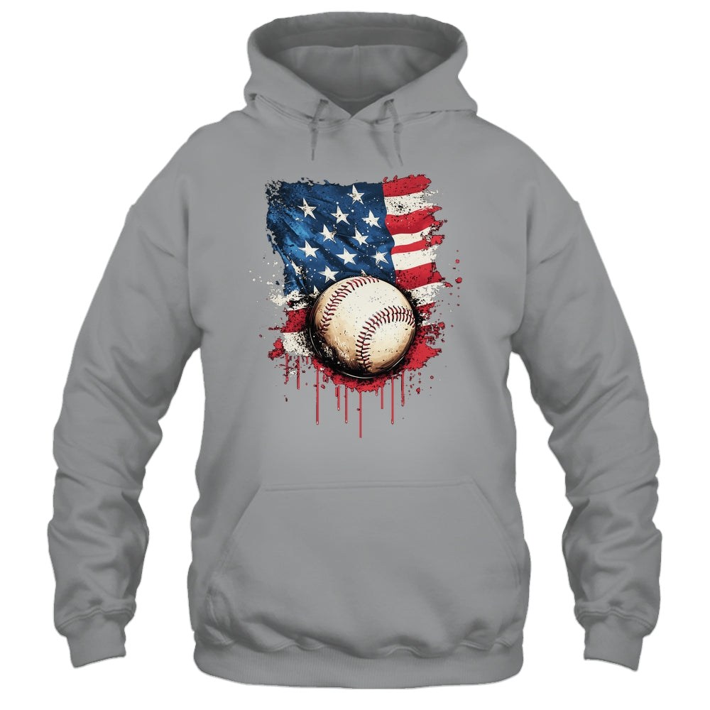 Patriotic Baseball 4th Of July Men Boys USA American Flag Shirt & Hoodie | teecentury