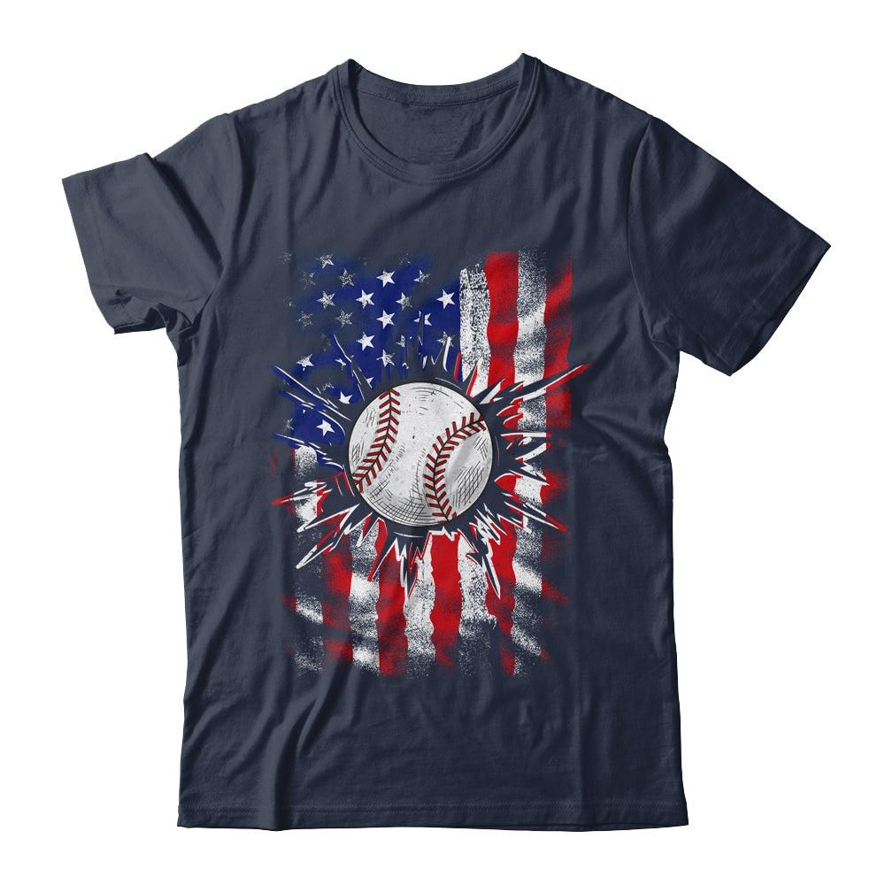 Patriotic Baseball 4th Of July Men USA American Flag Boys Shirt & Hoodie | teecentury