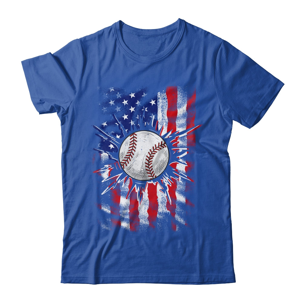 Patriotic Baseball 4th Of July Men USA American Flag Boys Shirt & Hoodie | teecentury