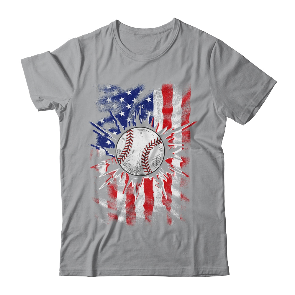 Patriotic Baseball 4th Of July Men USA American Flag Boys Shirt & Hoodie | teecentury
