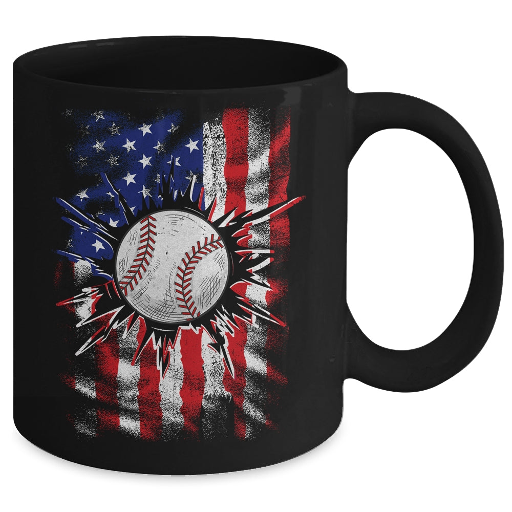 Patriotic Baseball 4th Of July Men USA American Flag Boys Mug | teecentury