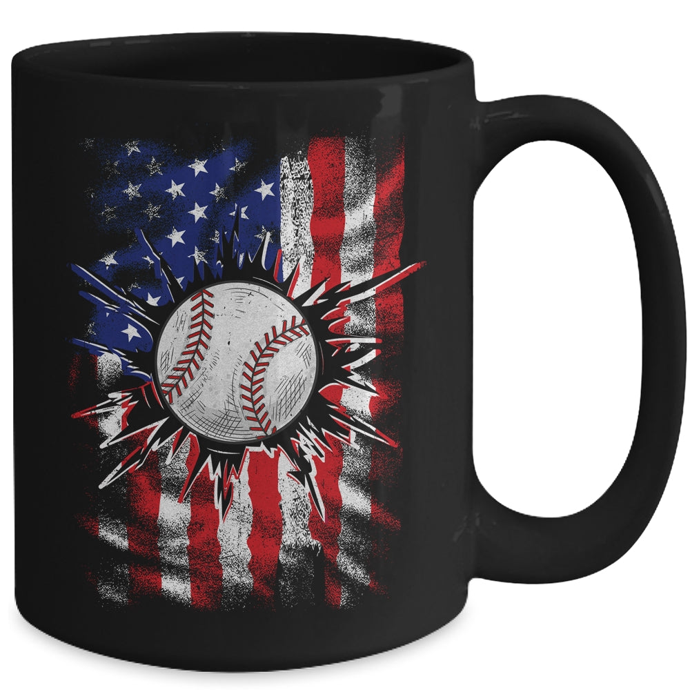 Patriotic Baseball 4th Of July Men USA American Flag Boys Mug | teecentury