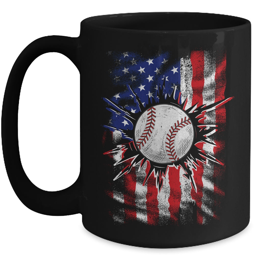 Patriotic Baseball 4th Of July Men USA American Flag Boys Mug | teecentury