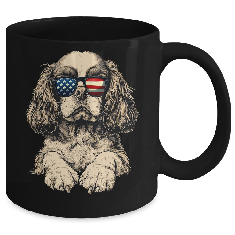 Patriotic Cavalier King Charles Spaniel Dog USA Flag 4th Of July Mug | teecentury