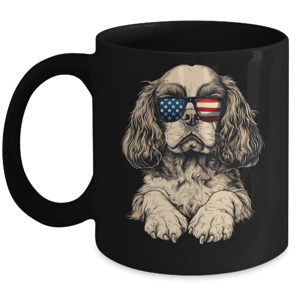 Patriotic Cavalier King Charles Spaniel Dog USA Flag 4th Of July Mug | teecentury
