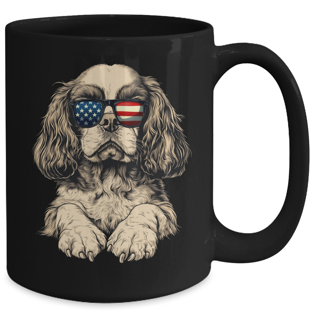 Patriotic Cavalier King Charles Spaniel Dog USA Flag 4th Of July Mug | teecentury