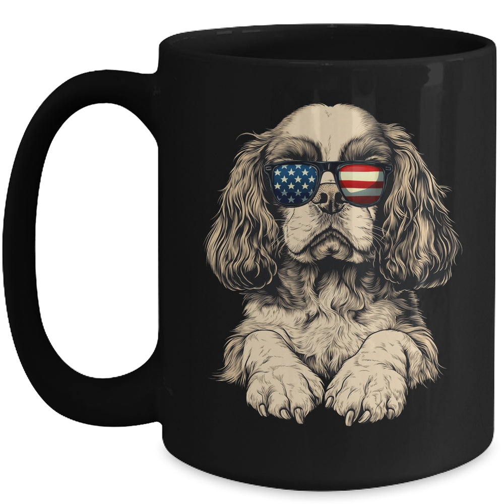 Patriotic Cavalier King Charles Spaniel Dog USA Flag 4th Of July Mug | teecentury
