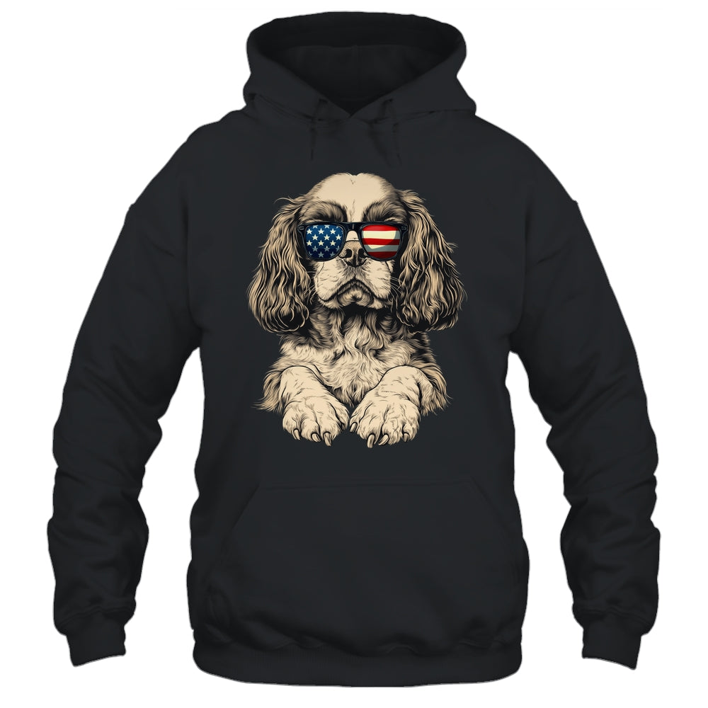 Patriotic Cavalier King Charles Spaniel Dog USA Flag 4th Of July Shirt & Tank Top | teecentury