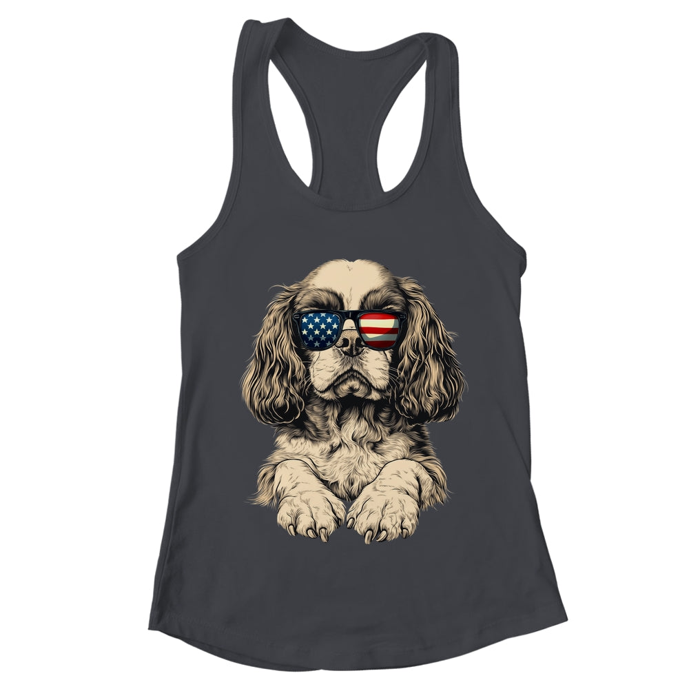 Patriotic Cavalier King Charles Spaniel Dog USA Flag 4th Of July Shirt & Tank Top | teecentury