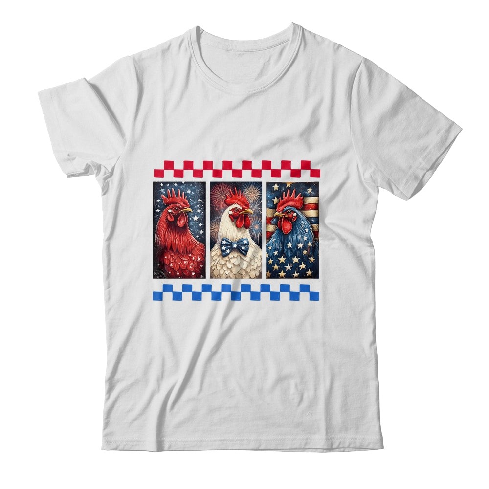 Patriotic Chicken 4th July Rooster American Flag Farmhouse Shirt & Tank Top | teecentury