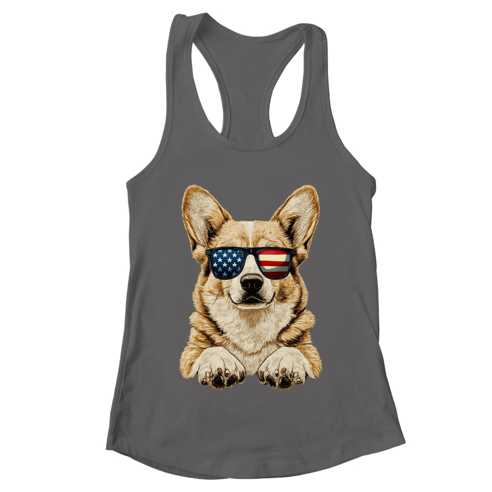 Patriotic Corgi Dog USA Flag 4th Of July Shirt & Tank Top | teecentury