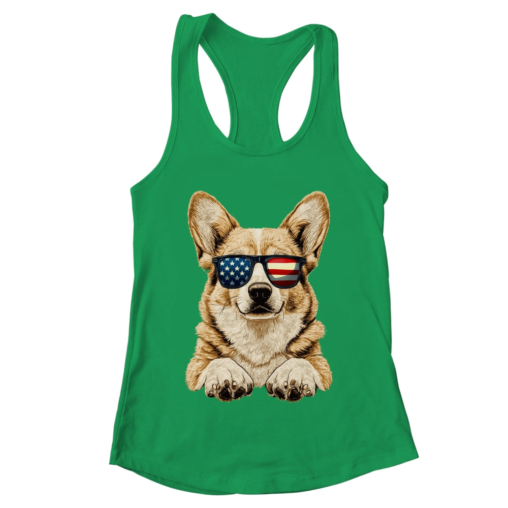 Patriotic Corgi Dog USA Flag 4th Of July Shirt & Tank Top | teecentury