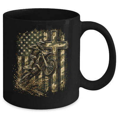 Patriotic Dirt Bike Camo American Flag Christian Motocross Mug | teecentury