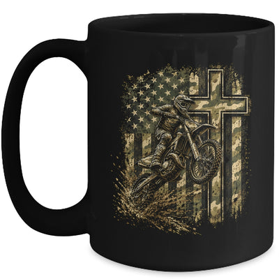 Patriotic Dirt Bike Camo American Flag Christian Motocross Mug | teecentury