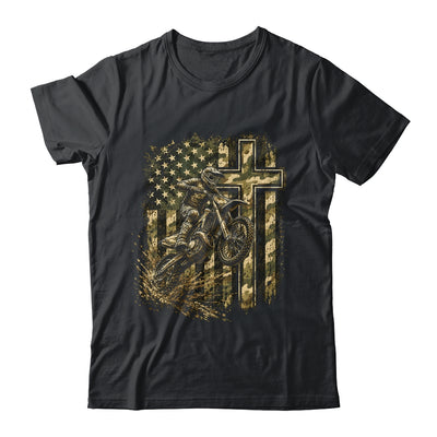Patriotic Dirt Bike Camo American Flag Christian Motocross Shirt & Hoodie | teecentury