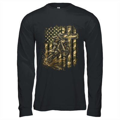 Patriotic Dirt Bike Camo American Flag Christian Motocross Shirt & Hoodie | teecentury