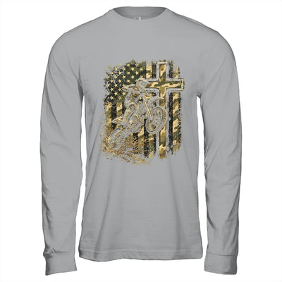 Patriotic Dirt Bike Camo American Flag Christian Motocross Shirt & Hoodie | teecentury