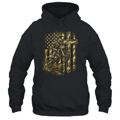 Patriotic Dirt Bike Camo American Flag Christian Motocross Shirt & Hoodie | teecentury