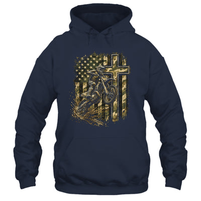 Patriotic Dirt Bike Camo American Flag Christian Motocross Shirt & Hoodie | teecentury