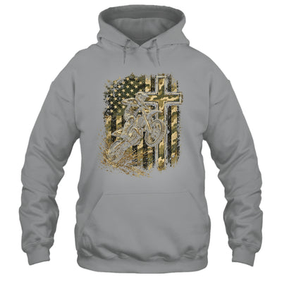 Patriotic Dirt Bike Camo American Flag Christian Motocross Shirt & Hoodie | teecentury