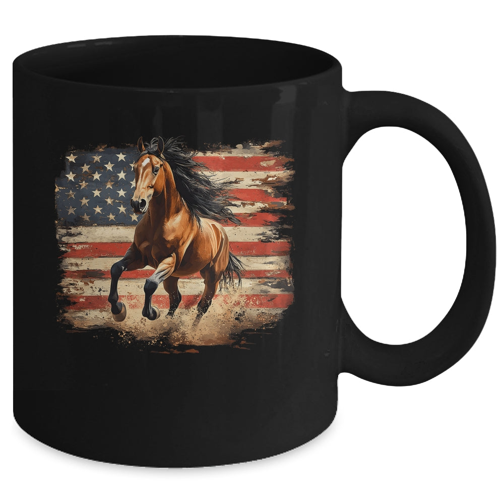 Patriotic Farm American Horse Flag Western 4th Of July Mug | teecentury
