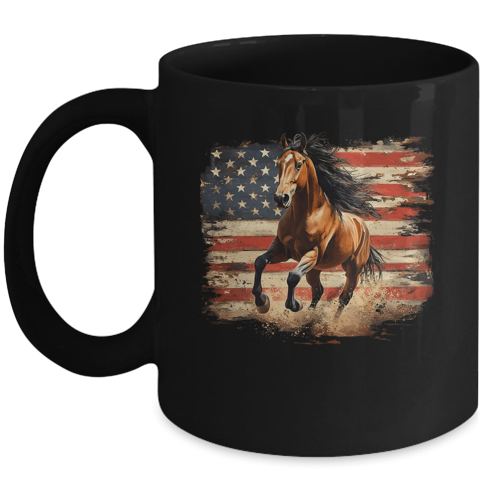Patriotic Farm American Horse Flag Western 4th Of July Mug | teecentury