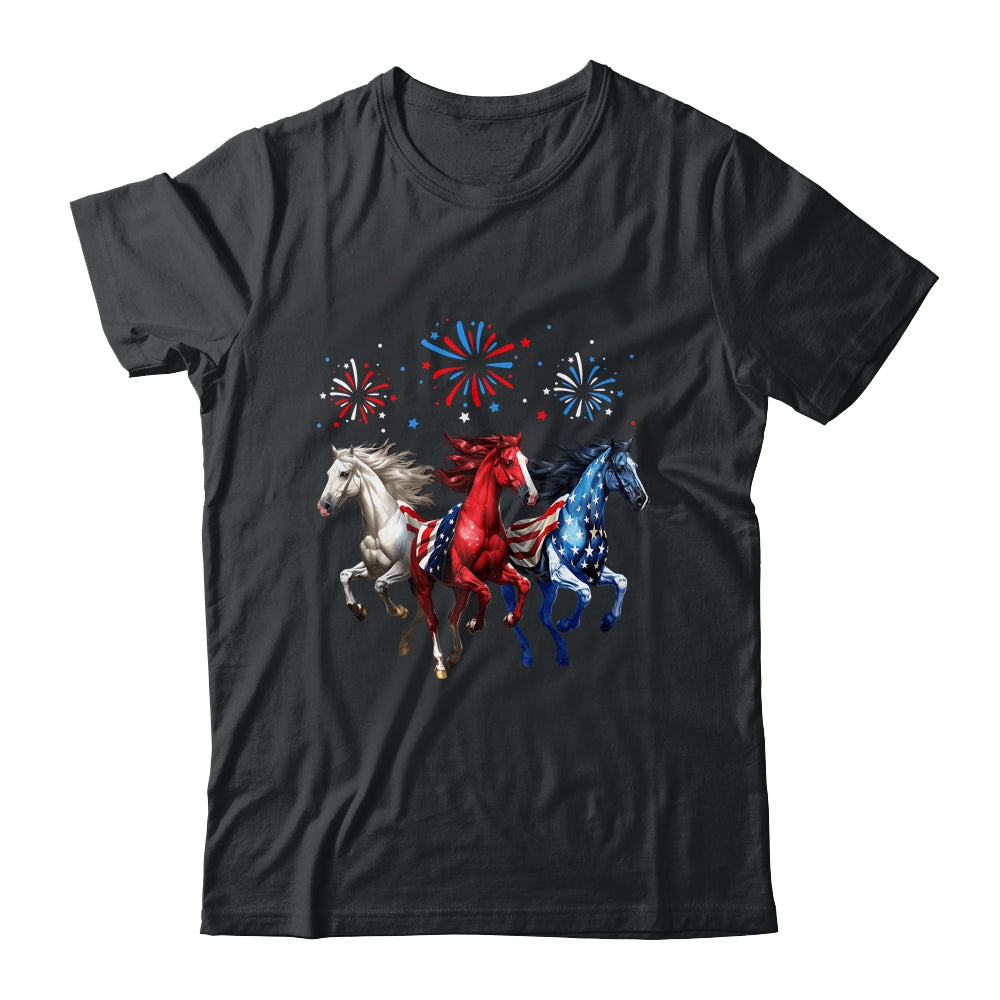 Patriotic Firework Horse USA Flag July 4th Fireworks Show Shirt & Tank Top | teecentury