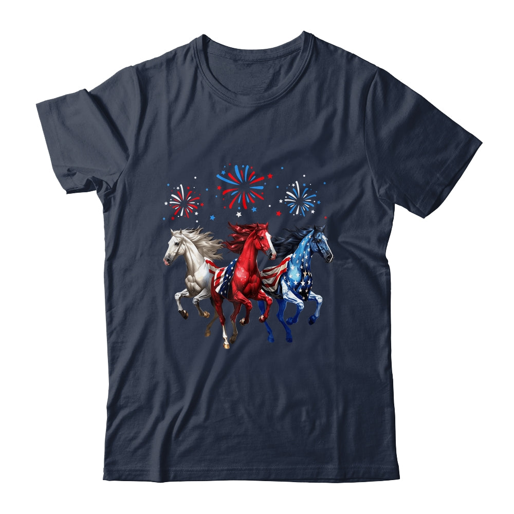 Patriotic Firework Horse USA Flag July 4th Fireworks Show Shirt & Tank Top | teecentury